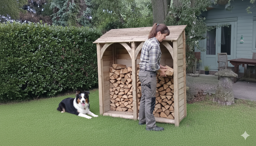 Extra large log store or garden wood store