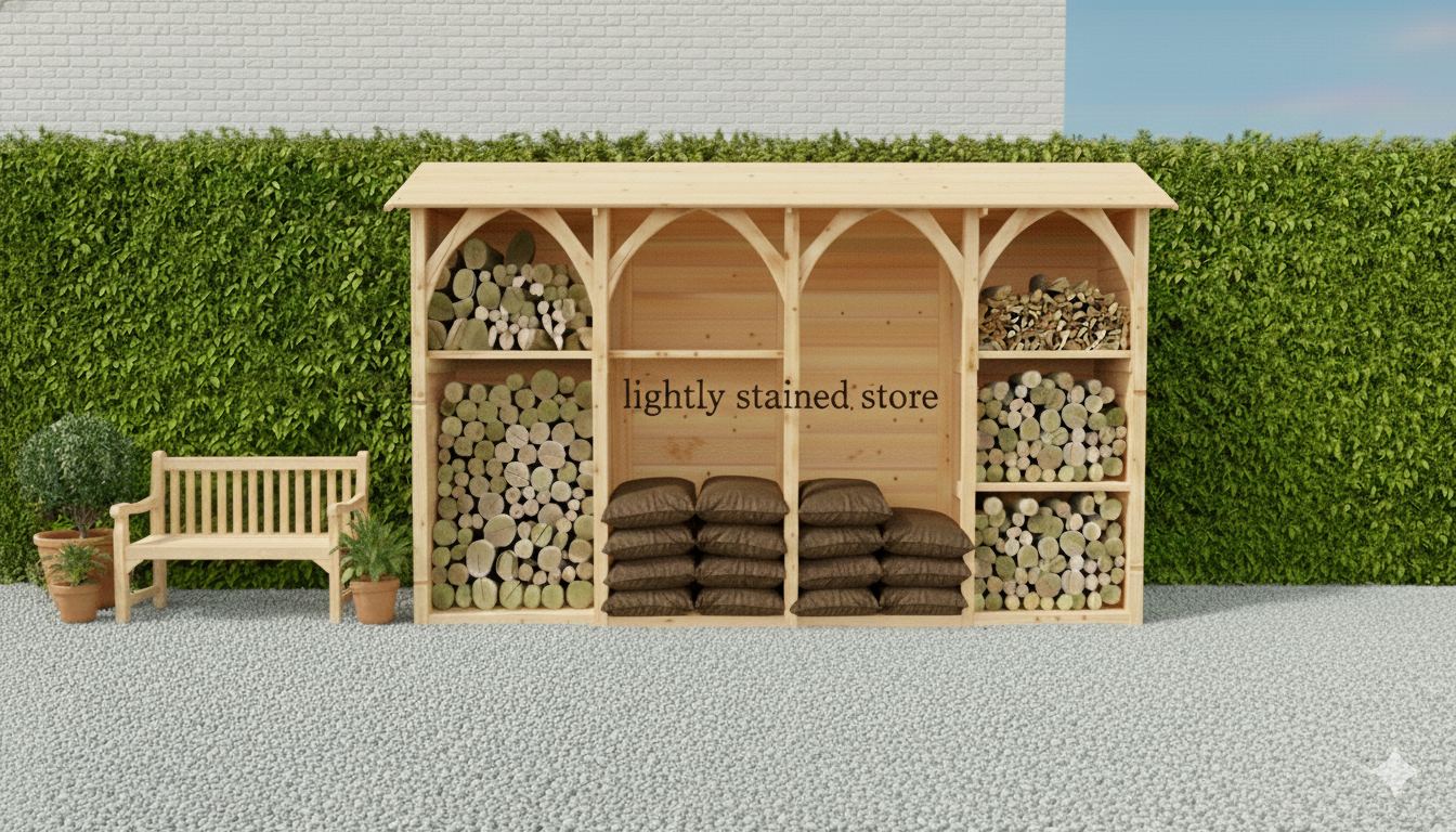 large wooden log store