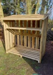 Extra wide slatted log store