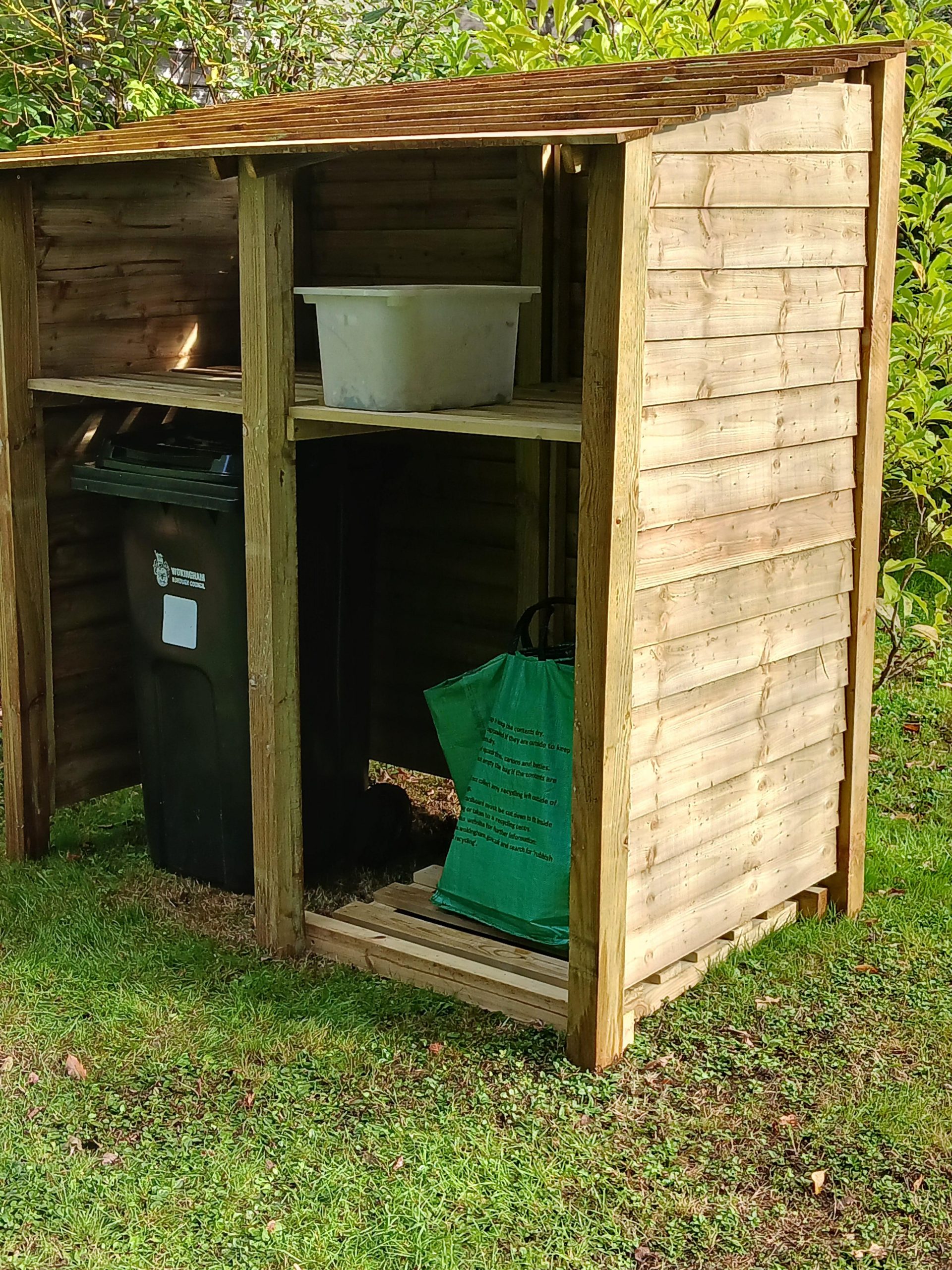 Wheelie bin and recycling box storage