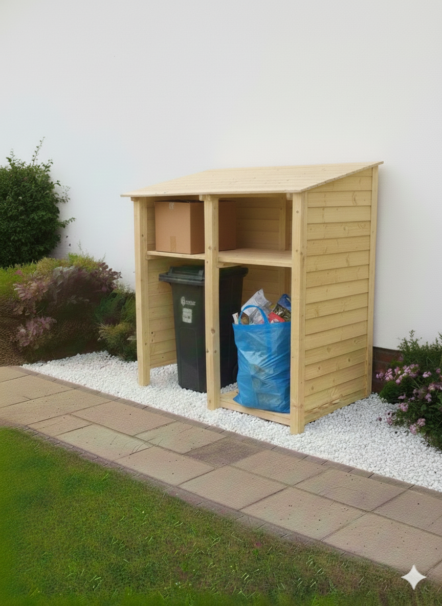 Wheelie bin and recycling box store