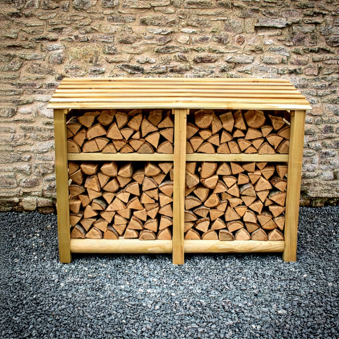 Large slatted log store