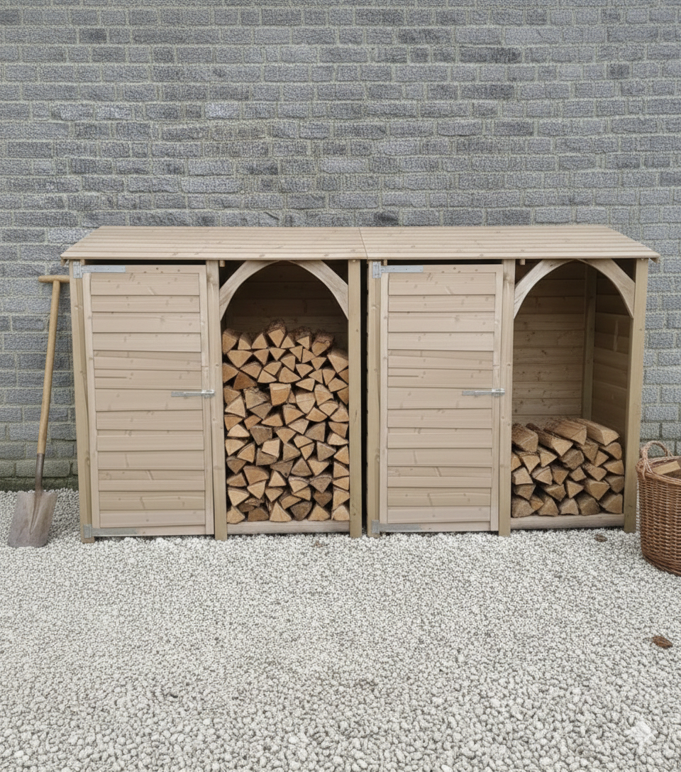 Large tool shed with log store